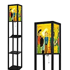Nice Abstract Original Oil Painting Mixed Media Floor Lamp with Shelves USB Ports & Power Outlet Linen Fabric Shade Corner Tall Lamp Modern Standing Lamp for Living Room Bedroom for sale  Delivered anywhere in Canada