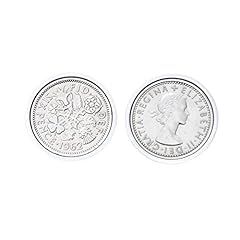 Polished sixpence cufflinks for sale  Delivered anywhere in UK