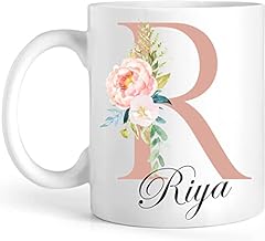 Personalised Floral Mug Initial with Name, Customised, used for sale  Delivered anywhere in UK