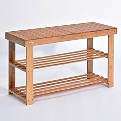 Hododou Shoe Rack, 2 Tier Bamboo Shoe Rack Bench Storage for sale  Delivered anywhere in UK