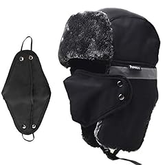 Ushanka Men's Winter Hat with Ear Flaps 2 Pcs Windproof Mask - Black Russian Trooper Trapper Hat Hunting Skiing Hat for Men Women for sale  Delivered anywhere in Canada