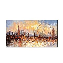 London Skyline Oil Painting Impasto Texture Cityscape for sale  Delivered anywhere in Canada