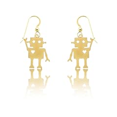 Gold robot earrings for sale  Delivered anywhere in USA 
