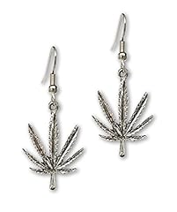 Used, Marijuana Weed Pot Leaf Dangle Earrings Silver Finish for sale  Delivered anywhere in USA 