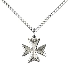 Sterling Silver Maltese Cross Pendant with 18" Stainless, used for sale  Delivered anywhere in UK