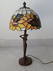 Lampada abat-jour in ottone brunito con vetro tiffany usato  Spedito ovunque in Italia 