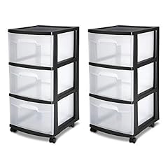 Sterilite 28309002 3 Drawer Cart, Black Frame with for sale  Delivered anywhere in USA 