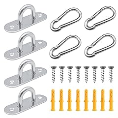 4 Pcs Stainless Steel Eye Pad Plates + 4 Pcs Carabiner for sale  Delivered anywhere in UK