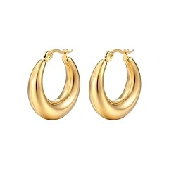 Chunky gold hoop for sale  Delivered anywhere in UK