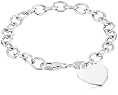 Sterling Silver Heart-Tag Bracelet, 7.5" for sale  Delivered anywhere in USA 