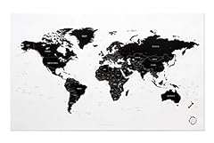 White and Black World Map Unique Design Poster Print for sale  Delivered anywhere in Canada