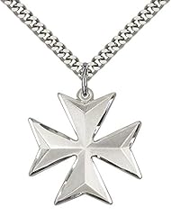 Sterling Silver Maltese Cross Pendant with 24" Stainless for sale  Delivered anywhere in UK
