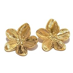 Gold flower earrings for sale  Delivered anywhere in UK