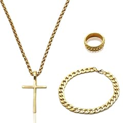 Gold cross necklace for sale  Delivered anywhere in UK