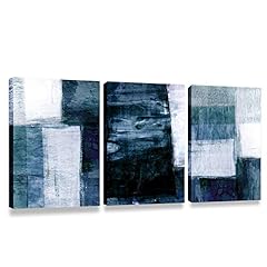 Used, 3 Pieces Canvas Wall Art-Gray Blue Abstract Art Painting-Modern for sale  Delivered anywhere in Canada