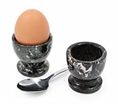 Used, Set of 2 Marble Egg Cups - Hand Carved (Black Marble) for sale  Delivered anywhere in UK