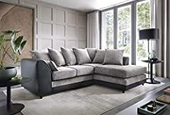 Dylan Corner Sofa in Black & Grey - Easy Clean 2 and for sale  Delivered anywhere in UK
