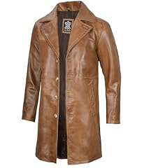 Camel leather trench for sale  Delivered anywhere in USA 