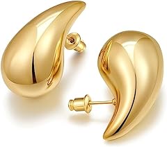 Gold chunky earrings for sale  Delivered anywhere in UK