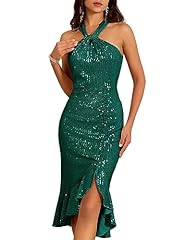 Halter green sequin for sale  Delivered anywhere in USA 