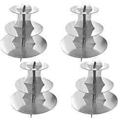 WUWEOT 4 Pack Round Cardboard Cupcake Stand, 3-Tier for sale  Delivered anywhere in UK