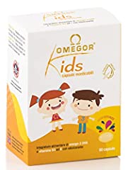 Usato, Omegor Kids capsule | 250mg di omega-3 DHA per bambini | Squisite capsule morbide, in gelatina di pesce, dolcificate e masticabili | Gusto tutti i frutti, 60 cps usato  Spedito ovunque in Italia 