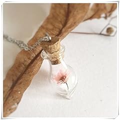 Mini Pink Necklace, Glass Water Drop, Real Dried Flower, for sale  Delivered anywhere in Canada