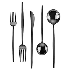 Black silverware set for sale  Delivered anywhere in USA 