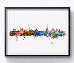 Paris watercolor skyline for sale  Delivered anywhere in USA 