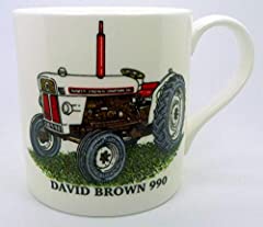 David Brown 990 (White) Tractor Mug ~ Large FINE Bone for sale  Delivered anywhere in UK