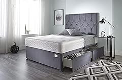 Bed Centre Ziggy Grey Plush Memory Foam Divan Bed Set for sale  Delivered anywhere in UK