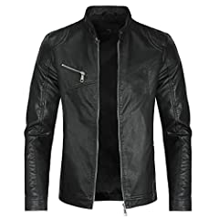 Men's Casual Leather Jackets Stand Collar Bomber Jackets for sale  Delivered anywhere in UK