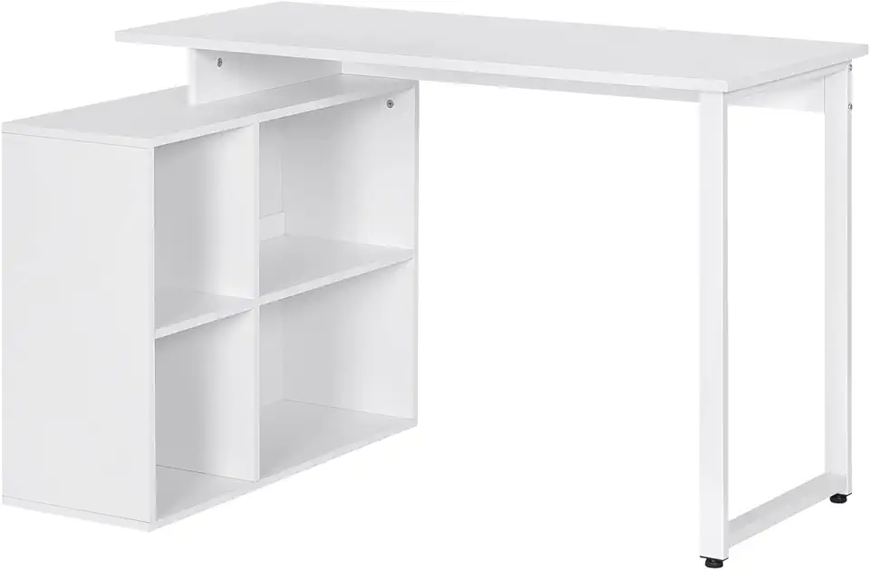 EUGAD Bureautafel Werktafel kantoortafel in spaanplaat met opbergplanken, Computertafel Opbergtafel 116x75x80cm,Wit 0077ZZ, gebruikt tweedehands  