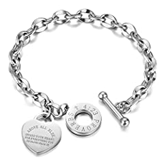 Emibele Heart Initial Bracelets, Engraved Bible Verse for sale  Delivered anywhere in UK