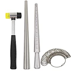 Yasumai Ring Mandrel Sizer Tool with Metal Mandrel Finger Sizing Measuring Stick and Ring Sizer Guage of 27 Pcs Circle Models Jewelry Sizer Tool and Rubber Jewelers Hammer (4 piece set) for sale  Delivered anywhere in Canada