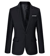 Mens Slim Fit Casual One Button Blazer Jacket (M, 302Black), used for sale  Delivered anywhere in USA 