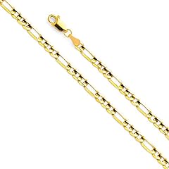 14k REAL Yellow Gold Solid Men's 4mm Figaro Chain Necklace, used for sale  Delivered anywhere in USA 