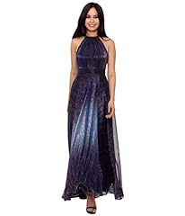 Betsy & Adam Long Halter Ombre Knit Wrap Gown Navy/Periwinkle for sale  Delivered anywhere in USA 