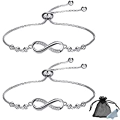 SwirlColor 2 Infinity Bracelets, Silver Adjustable for sale  Delivered anywhere in UK