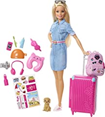 Barbie Set da Viaggio - Bambola con Valigia Apribile e Cucciolo - Abito di Jeans - Adesivi - 10+ Accessori - Regalo per Bambini 3+ Anni, usato usato  Spedito ovunque in Italia 
