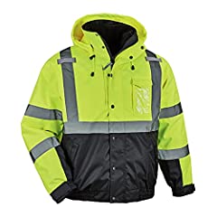 High Visibility Reflective Winter Bomber Jacket, Black for sale  Delivered anywhere in USA 