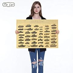 1PC World War II Tank Posters Retro Kraft Paper Wall, used for sale  Delivered anywhere in Canada