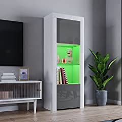 Panana Tall Cupboard Cabinet Two Door One Glass Shelf for sale  Delivered anywhere in UK