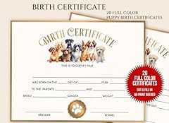 Puppy birth certificate for sale  Delivered anywhere in USA 
