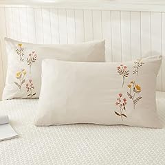 Cream pillowcases embroidered for sale  Delivered anywhere in USA 