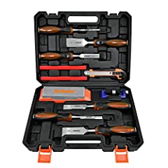 SOLUDE 11-Pieces Woodworking Chisel Set, Heated Tread Cr-V Wood Chisels with Honing Guide,Sharpening Stone,Utility Knife,Carpenter Pencils and Plastic Storage Case for Carpentry Woodworking,Carving for sale  Delivered anywhere in Canada