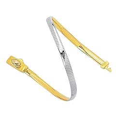 14k Yellow & White Gold 4 mm Reversible Omega Bracelet, used for sale  Delivered anywhere in USA 