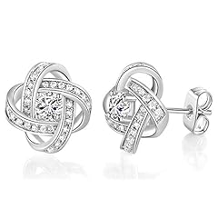 18K White Gold Plated Love Knot Stud Earrings for Women for sale  Delivered anywhere in USA 
