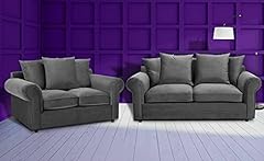 Dark Grey Plush Fabric sofa 3 seater and 2 seater Sofa for sale  Delivered anywhere in UK