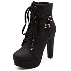 Susanny Womens High Heel Boots Black Platform Heels, used for sale  Delivered anywhere in USA 